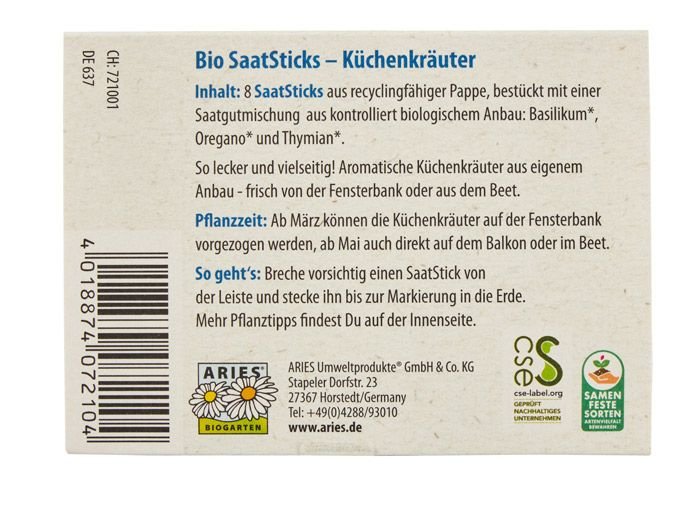 Bio SaatSticks Küchenkräuter kbA - hiushaltsreinigung.com