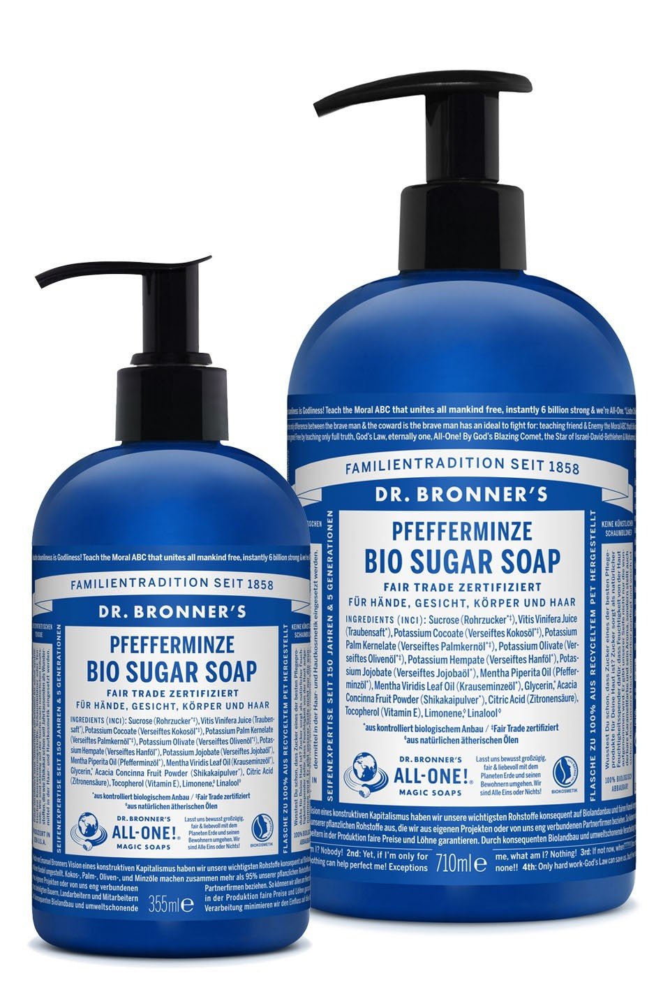 Bio Sugar Soap Pfefferminze mit Pumpspender - hiushaltsreinigung.com