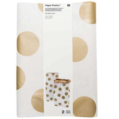 Maxi Blockbodenbeutel weiß mit braun - goldenen Punkten - hiushaltsreinigung.com
