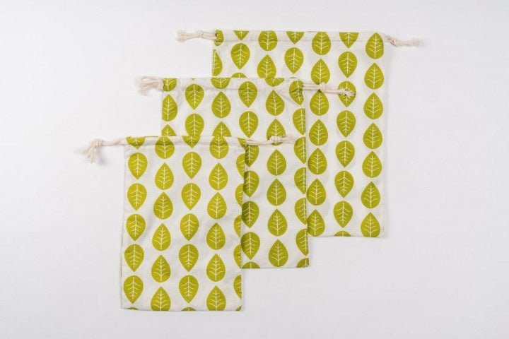 Obst & Gemüsebeutel "Grüne Blätter" 3er Set - hiushaltsreinigung.com