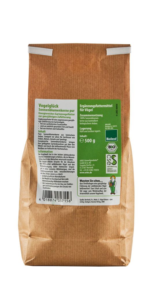 Bio - Vogelglück Sonnenblumenkerne pur kbA - hiushaltsreinigung.com