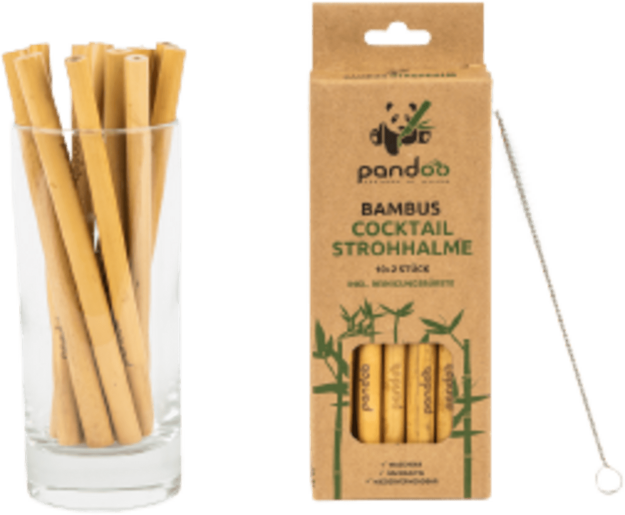 Cocktail Strohhalme aus Bambus, 12er Set inkl Reinigungsbürste - hiushaltsreinigung.com