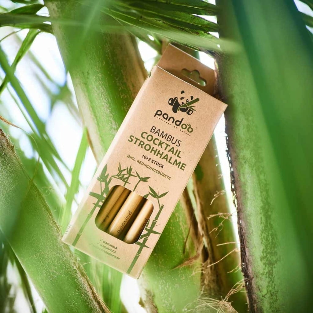 Cocktail Strohhalme aus Bambus, 12er Set inkl Reinigungsbürste - hiushaltsreinigung.com