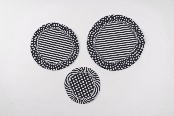 Textil Schüsselabdeckungen "Streifen Schwarz/Weiß" 3er Set - Flexgreen GmbH
